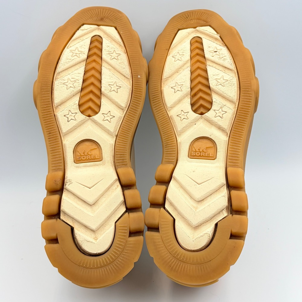 Sorel Caribou‎ X Womens 9 Waterproof Leather Platform Sneakers Cream Lug Sole - Picture 10 of 16